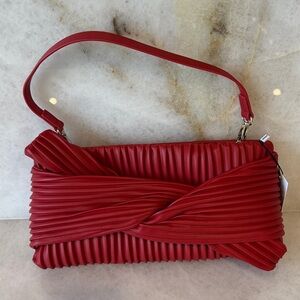 Jason Wu Red Pleated Twist-Front Shoulder Bag
